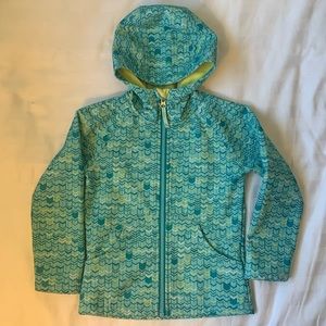 Paradox green/yellow hooded plush lined kids spring jacket EUC